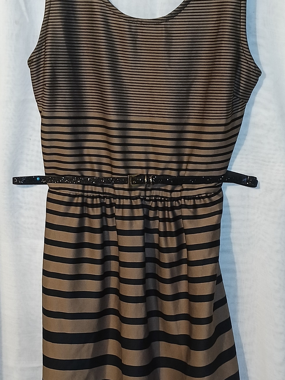 Chocolate Black and Brown Striped Mini Dress by Chocolate